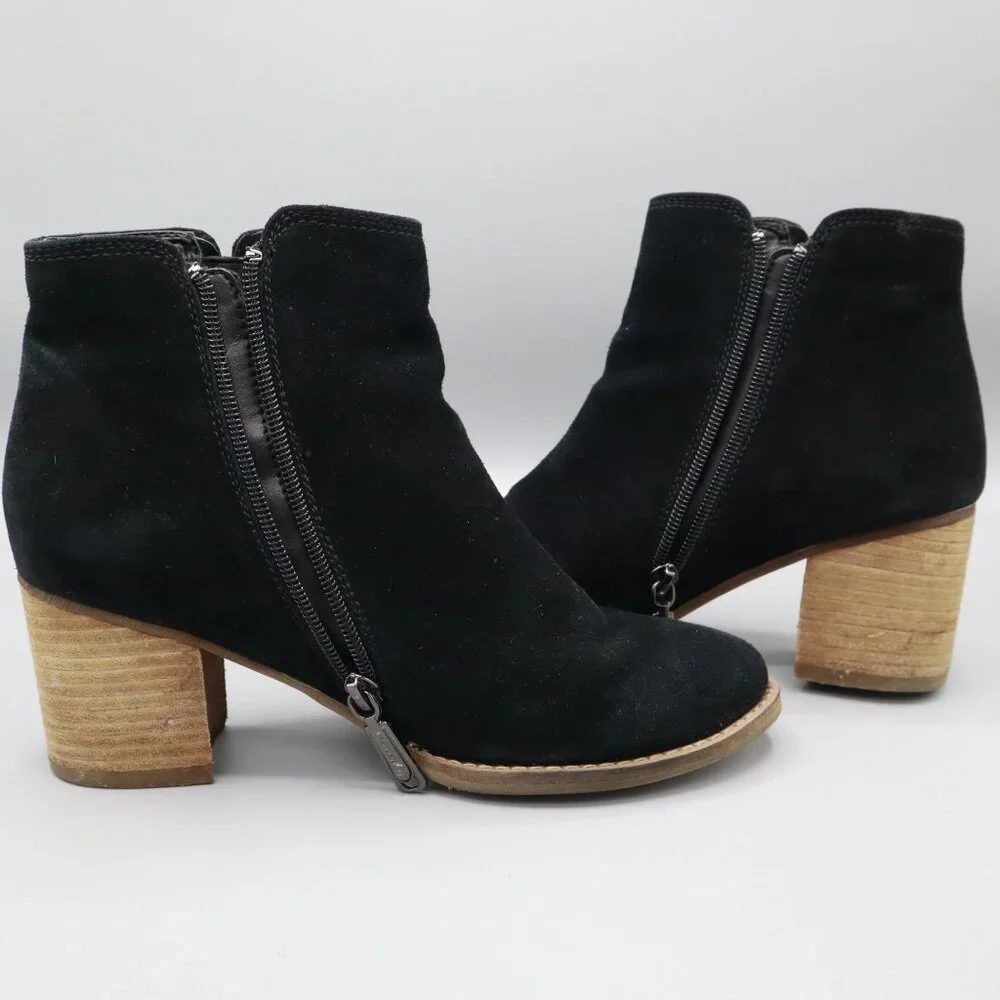 Blondo Nina Waterproof Suede Boot‎ Womens 7M Black Casual Boho Bohemian Classic